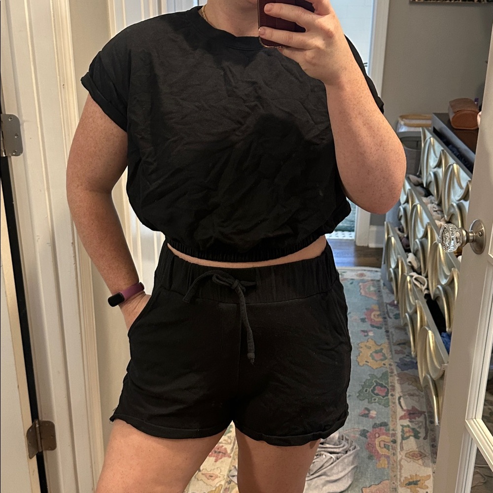 Gianni Bini Sweatshirt Shorts Set Black
